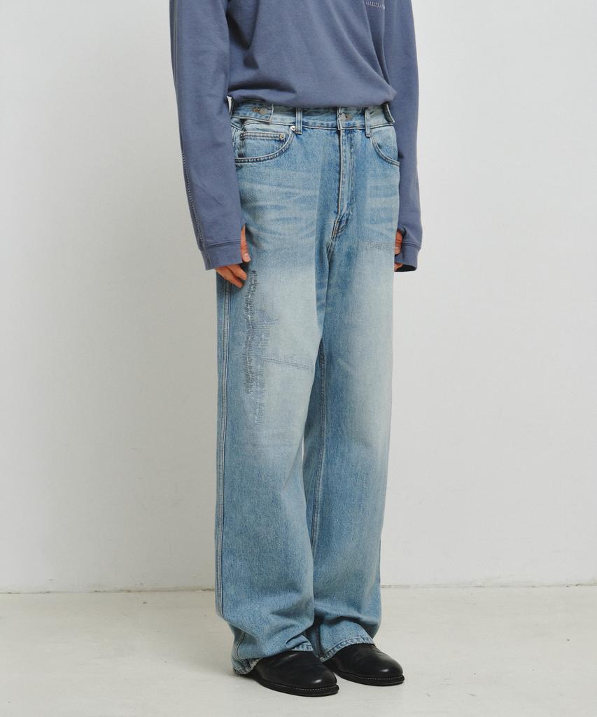 ENDOOR Distressed Repair Denim Pants (Light Blue)