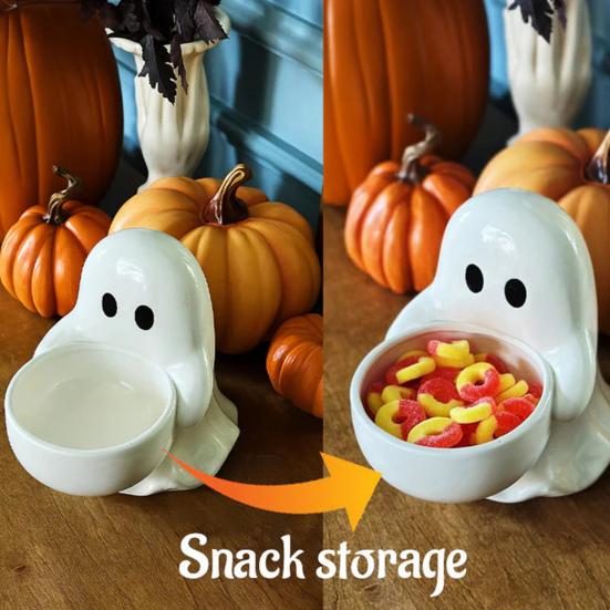3Pcs Halloween Ghost Candle Holder Holding Bowl Ghost Votive Tealight Candle Stand Candlestick Decoration Table Centerpiece Ornament