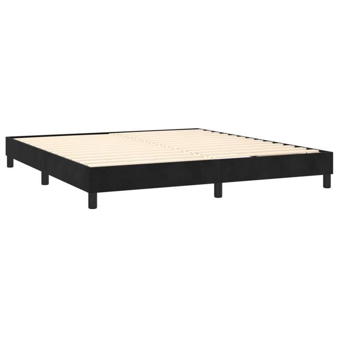 Lit avec sommier et matelas - Maison Exclusive - Noir - 160x200 cm - Velours doux - Tête de lit réglable