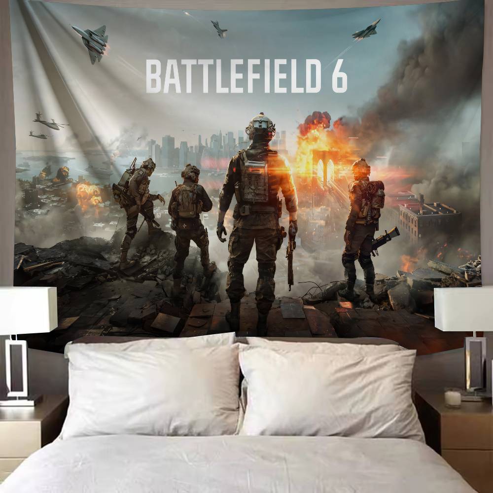 Nová FPS Hra Battlefield 6 Cool Tapiserie Pozadí Závěsná Látka Ložnice Tapiserie Dekorace Místnosti Estetická Tapiserie Závěs na Zeď