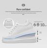 Men's 8CM Height-Boosting White Low-Top Cowhide Casual Shoes, Thick Sole, Large Sizes, Youth Fashion
