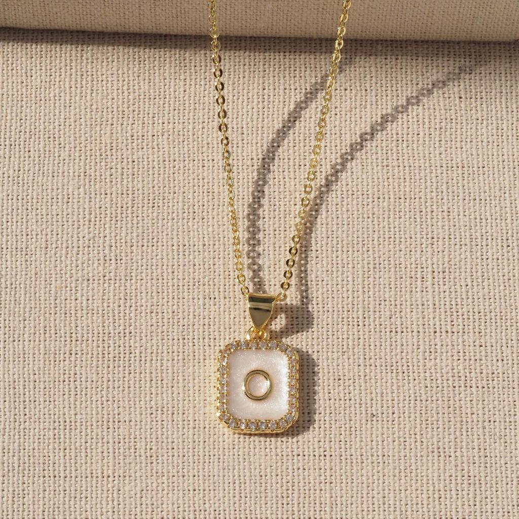 Trendy Gold-Plated A-Z Initial Pendant Necklace with Enamel Finish