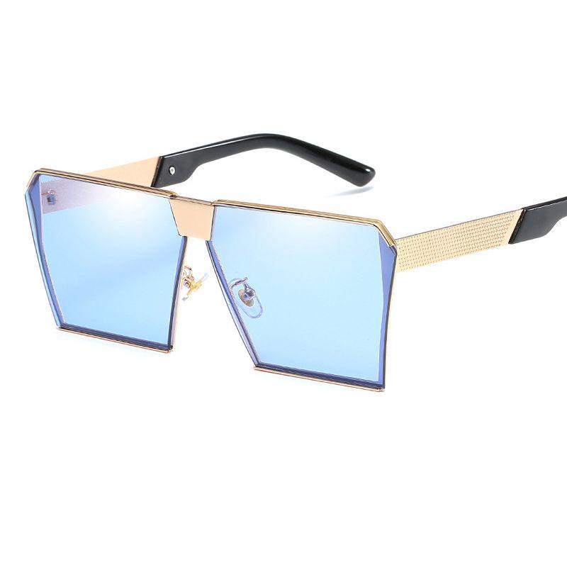 Top Oversized Flat Lens Square Sunglasses Men Women Fashion Metal Large Glasses