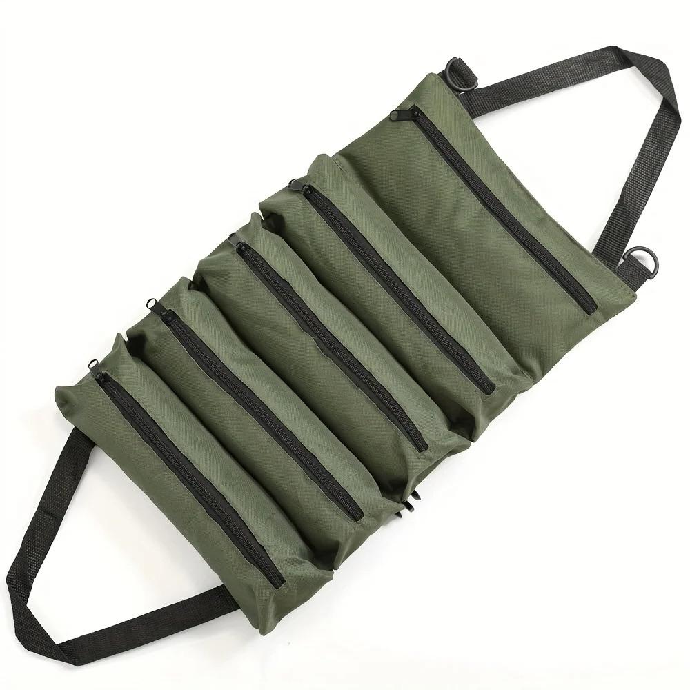 1pc Heavy-Duty Roll-Up Tool Bag for Professionals, Multi-Pocket Oxford Fabric Organizer for Mechanics, Electricians, Plumbers