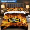 3PCS Wolves Team Emblem Printed Soft Bedding Set,Including 1pc Duvet Cover And 2pcs Pillowcases Perfect for Bedroom, Dormitory, Fan Gift