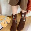 Autumn and Winter Coral Fleece Socks, Three-dimensional Ears, Scarves, Bear Socks, Non-shedding Half-fleece Socks, Warm Thickened Floor Socks