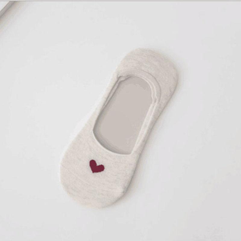 

1 пара невидимих ​​шкарпеток, нековзкі жіночі бавовняні човники із захованим серцем кохання one size бежевий