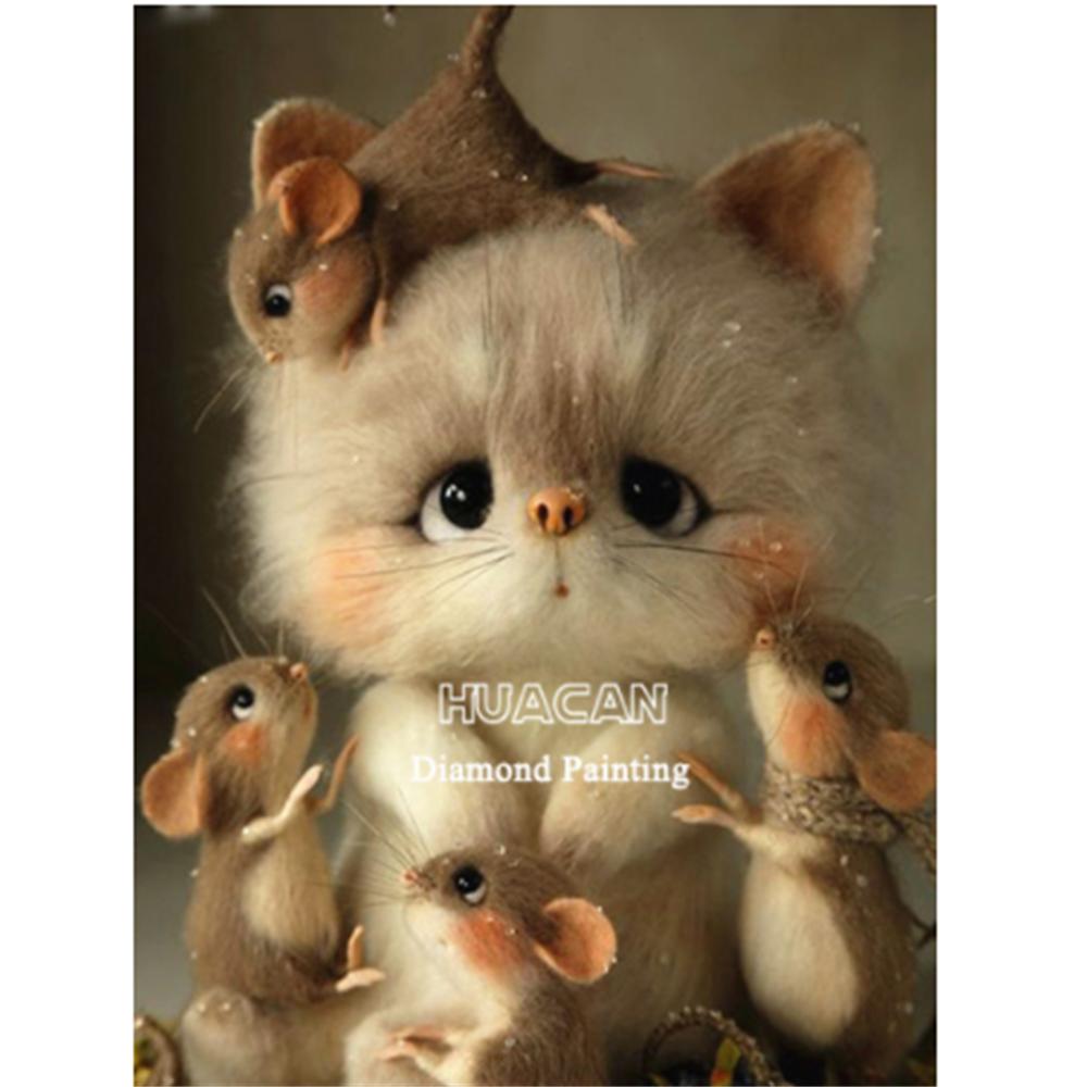 

HUACAN 5D Алмазная вышивка круглая мышь Новое поступление картина полная квадратная мозаика с животными ручной работы украшение дома Full Square 20*30 cm