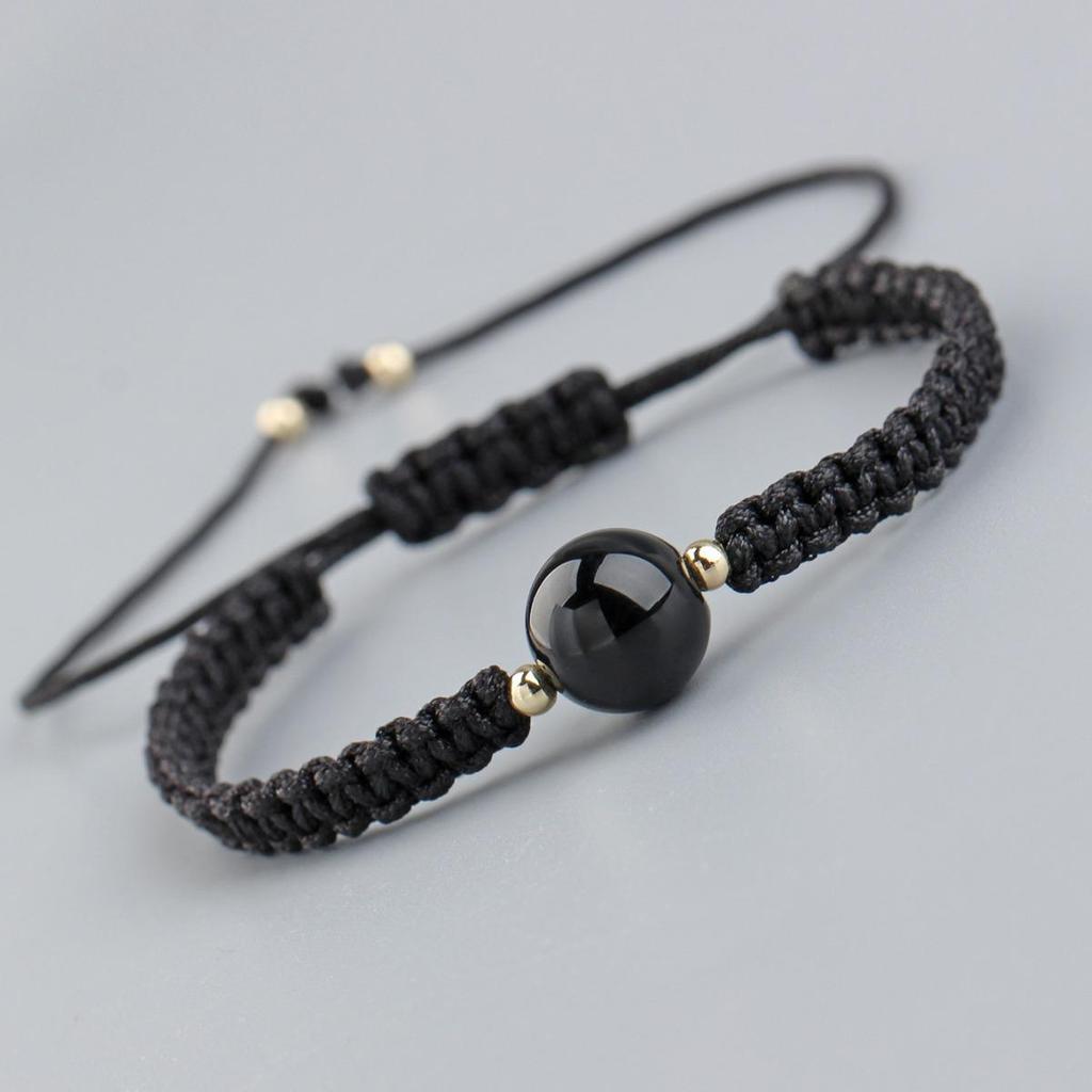 Handmade Strawberry Crystal Obsidian Bracelet for Couples - Good Luck Gift for Best Friend or Girlfriend