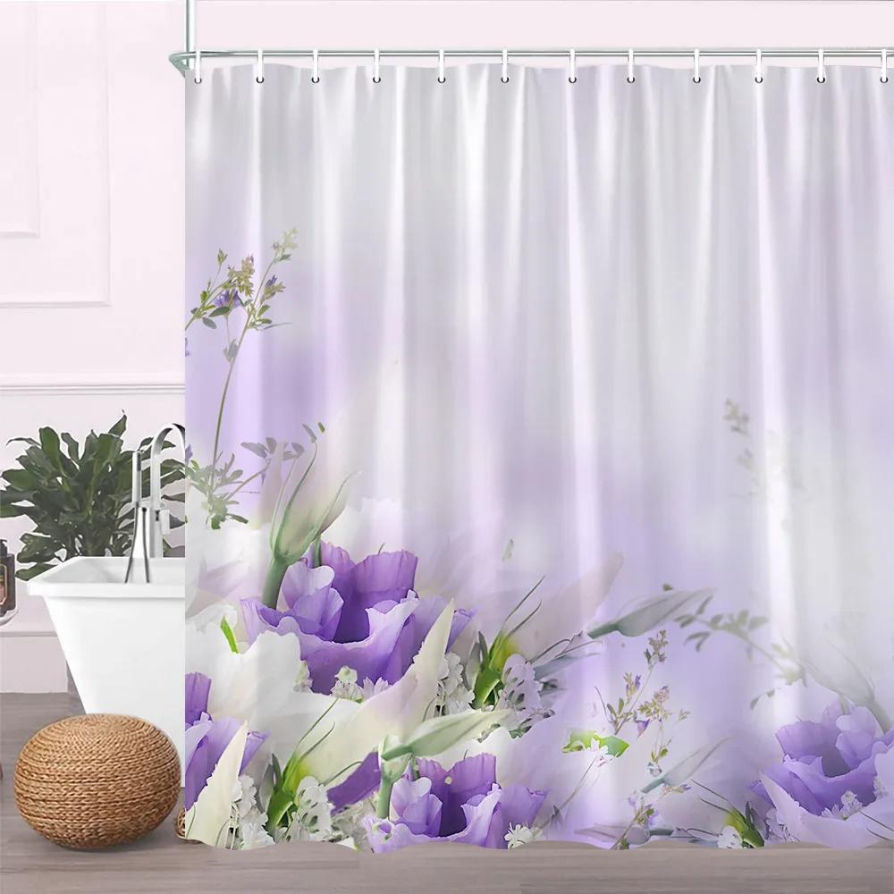 Unframed Plant Flower Shower Curtains Dandelion Watercolor Butterfly Floral Bath Screen Garden Bathroom Accessories Set Home D