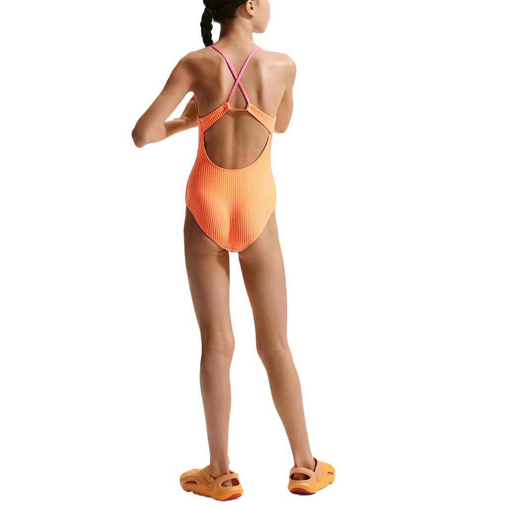 Nike Wavy Texture Cross Strap Solid Fit Swimsuit Kids swimwear IQ7787-649