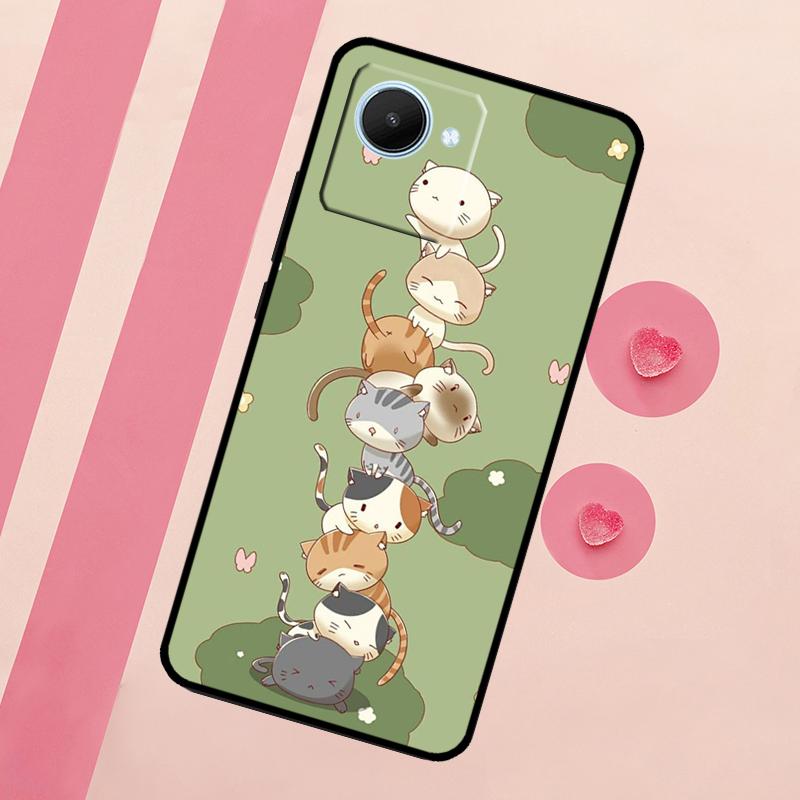 Funny Cute Cats For Realme C67 C75 C63 C61 C71 C55 C51 C65 C53 10 11 12 13 14 15 Pro Plus GT6 GT7 Pro Case