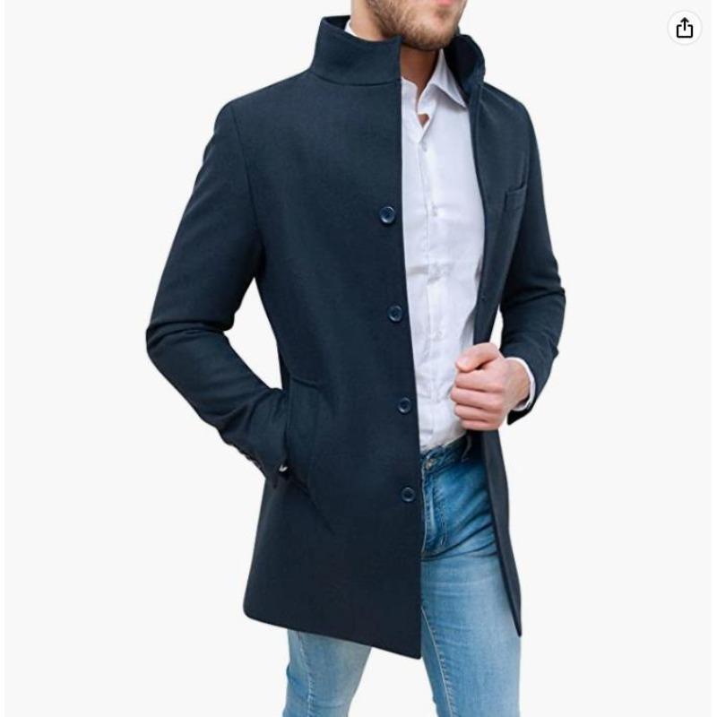Woolen Coat Men's Thickened Stand-up Collar Jacket Order Surge Woolen Trench Coat Wish Outdoor Leisure