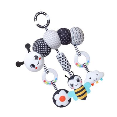 High Contrast Sensory Toy For Infants Plush Animal Hanging Mobile With Detachable Hooks For Stroller Crib