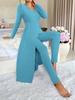 New Design Crew Neck Ruffled Long Sleeve Set 2 Pieces Spring Set