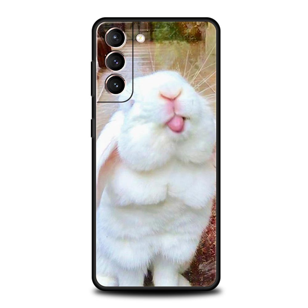 

Cute White Baby Rabbits Phone Case For Samsung Galaxy S24 S23 S22 S20 Ultra S21 FE 5G S10 S9 Plus S10E S8 Soft Silicone Cover Samsung S24Ultra