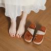 2025 season new holiday style woven soft-soled Roman toe slippers women's summer thick-soled outer wear new cool slippers