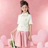 Ensemble chemise à manches courtes en dentelle brodée et pantalon pour fille