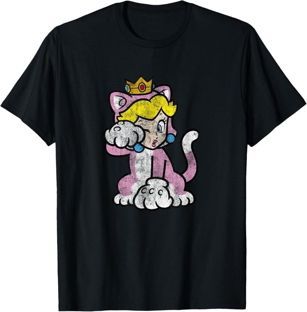 Super Mario 3D Bowser s Fury Princess Peach Cat Portrait T-Shirt XXL