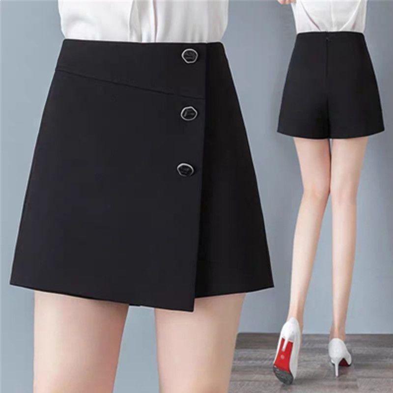 

Spring-Summer 2026 High-Waisted Black Wide-Leg Culottes for Women - Versatile A-Line Casual Shorts M [Waist 66-73 cm, 48-52 kg] чёрный