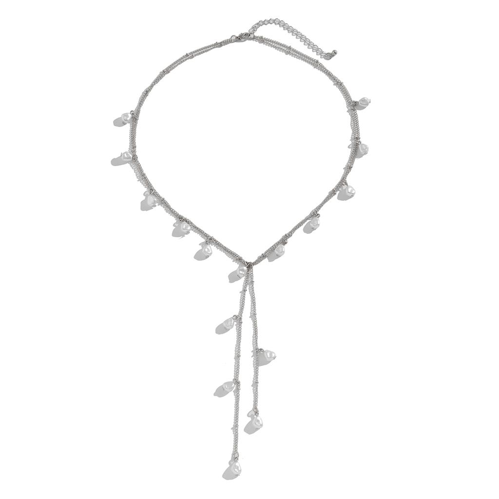 Ingemark Vintage Creative Big Imitation Pearl Jesus Cross Pendant Choker Necklace for Men Luxury Adjustable Chain Grunge Jewelry