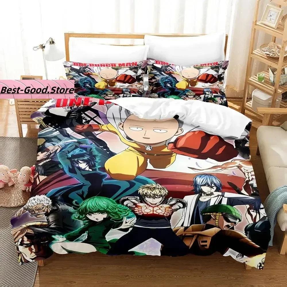 One Punch Man Sängkläder Set Enkelt Twin Full Queen King Size Sängset Aldult Barn Sovrum Påslakanset 3D Anime lakan set