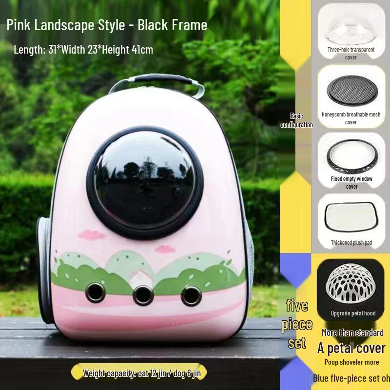 

Portable Cat & Dog Space Capsule Backpack, Travel Carrier Bag No Side Opening (4-piece Set)