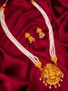 Gold-Plated White Stone-Studded & Beaded Temple Jewellery Set