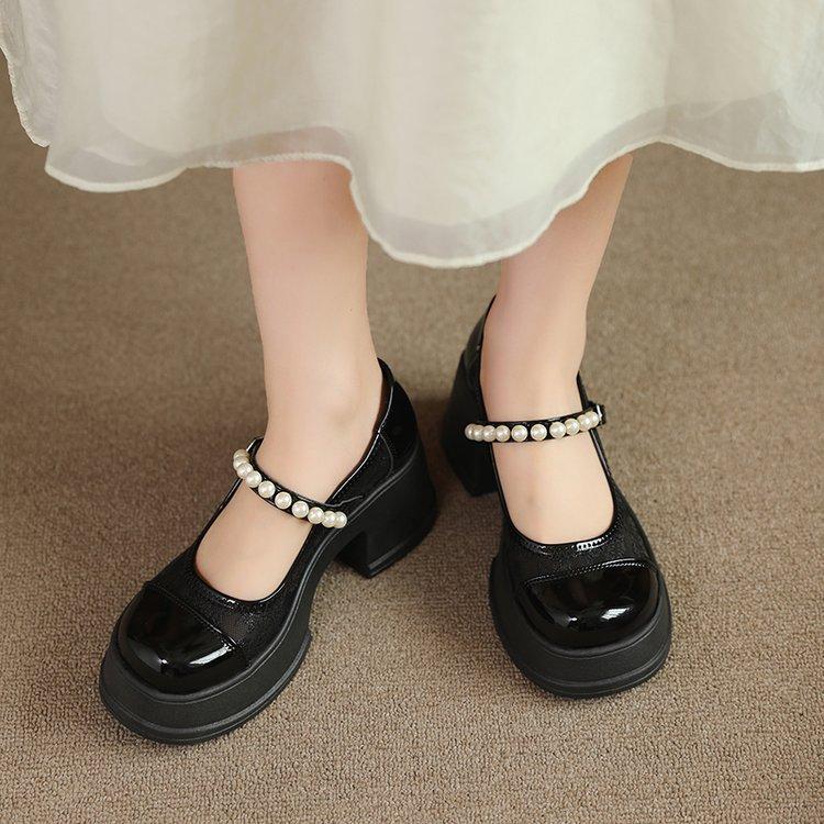 

Mary Jane small leather shoes women s 2025 new summer mesh breathable skirt thick-soled thick heel light mouth French single shoes 35