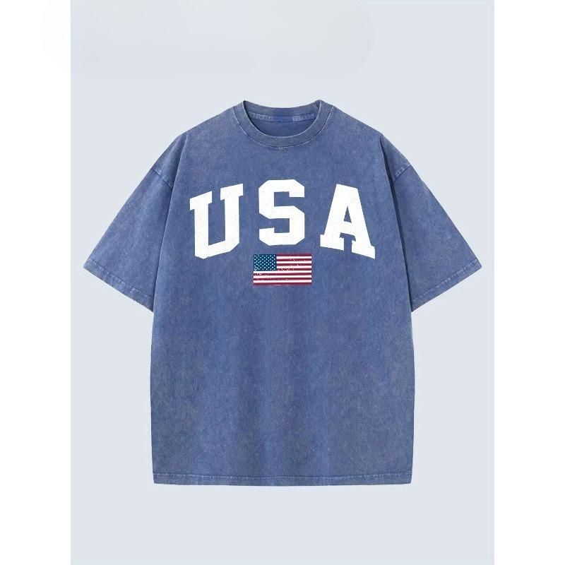 European Sizes Men'S Heavy Vintage Distressed Loose T-shirt | Soft Washed Nostalgic Crew Neck Casual Daily Top, Breathable and Comfortable