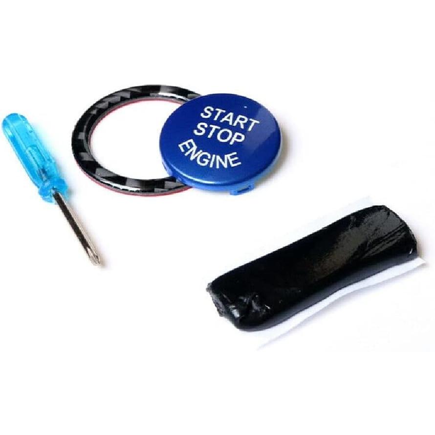 Car engine start/stop switch button with ring cover decoration for BMW 3 Series E90 E91 E92 E93 2005-2011 (black) синий