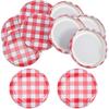 PRETYZOOM 40pcs Jar Lids Metal Canning Lids Red White Checked Jar Screw Caps for Canning Jars Jam Jelly Bottles 63MM