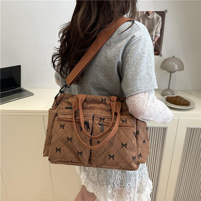Minimalist Womens Tote Bag With Corduroy Material For Daily Commuting And Fashion Style