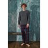 Graues Offline-Pyjama-Set aus gemustertem Fleece für Herren