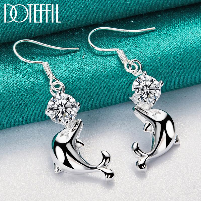 Boucles d'oreilles dauphin en argent sterling 925, bijoux fantaisie