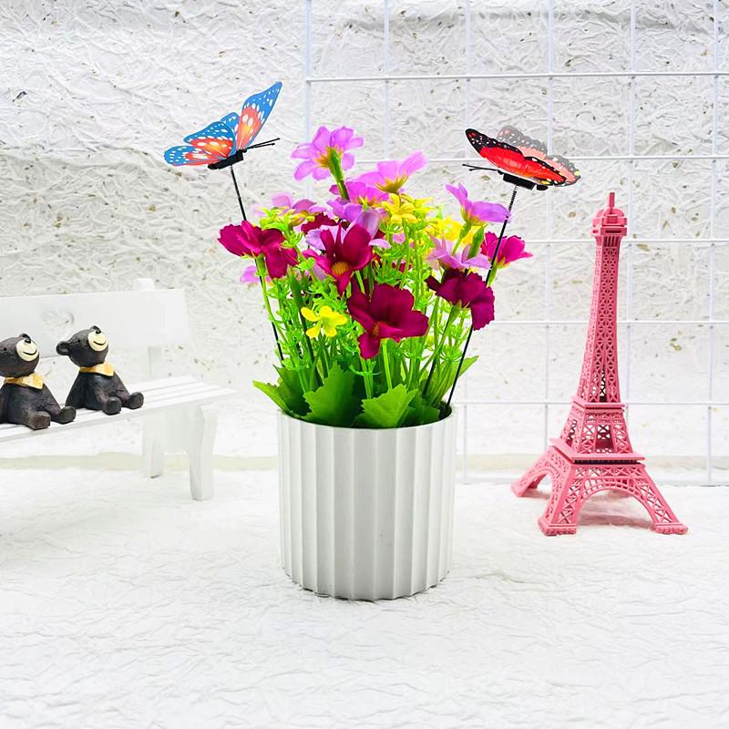 

Perennis Butterfly Bellis Bonsai Fake Flowers Potted Plant For Office Decor Home Purple Red