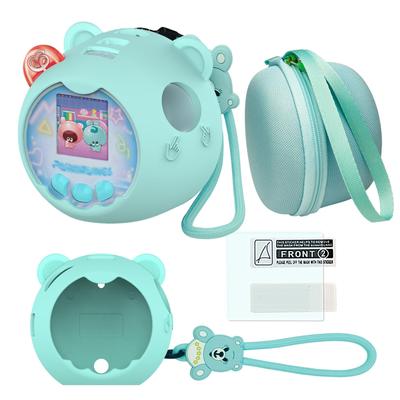 Hartschalenkoffer und Silikagel-Abdeckung für Takara Tomy Punirunzu, mit Tragegurt und Displayschutz (Braun)