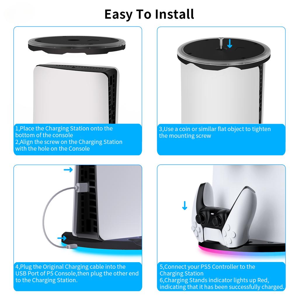 Colorful Luminous Bracket for PS5 Slim Game Console, Optical Version Digital Version Base Bracket for PS5 Slim Game Console