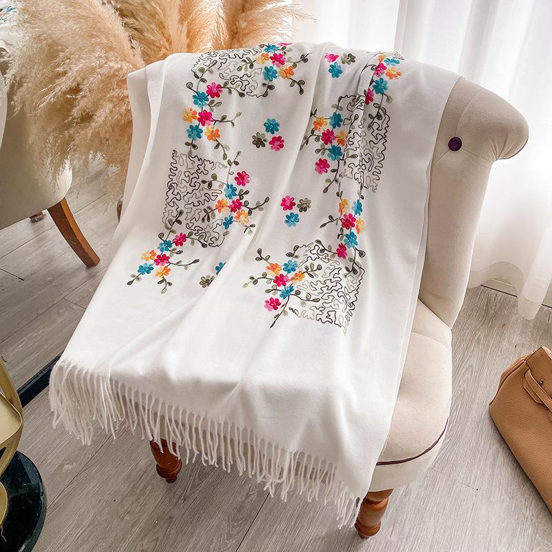 Autumn and winter new fashion embroidered vine man cashmere scarf thickened warm shawl winter versatile long fringed scarf