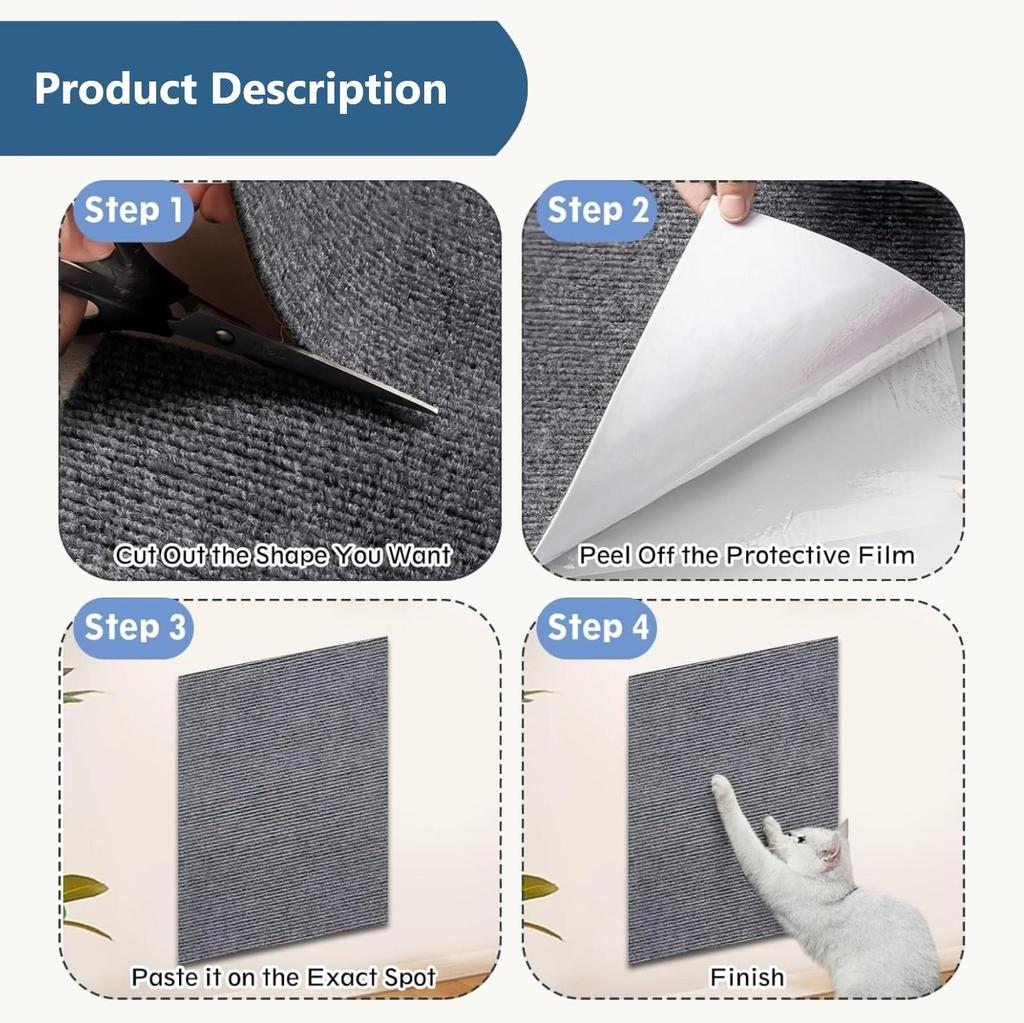 Trimmable Self-adhesive Carpet for Anti-scratch Sofas Cat Crawling Mats Sofa Protectors Cat Scratching Pads Cat Toys