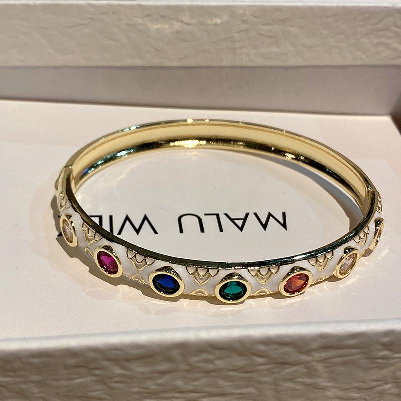Inlaid Colorful Zirconium Oil Drop Bracelet for Women, Light Luxury, Long-lasting and Colorfast Hand Jewelry