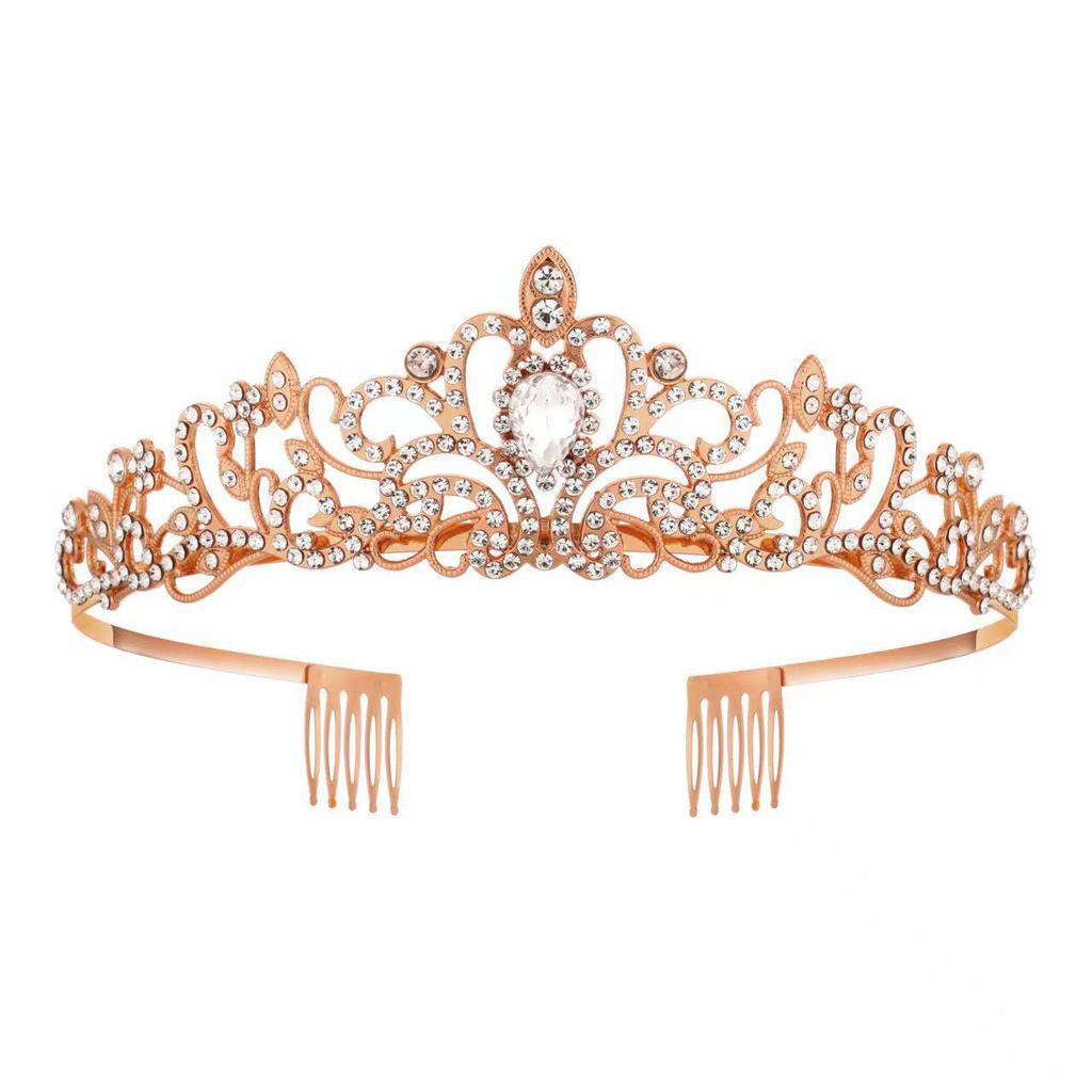 Crystal Bride Crown Headpiece: European & American Wedding, Birthday, Photo Studio Hair Accessory