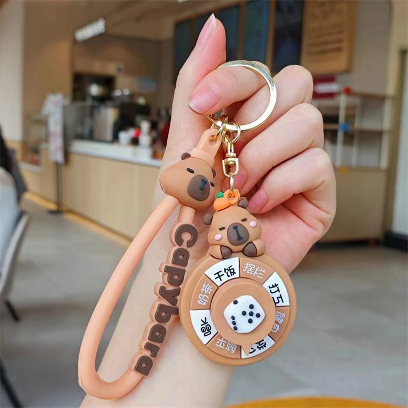 

Fun Funny Tide Play Panda Kapibara Turntable Keychain School Bag Pendant Doll Machine Children s Toy Gifts