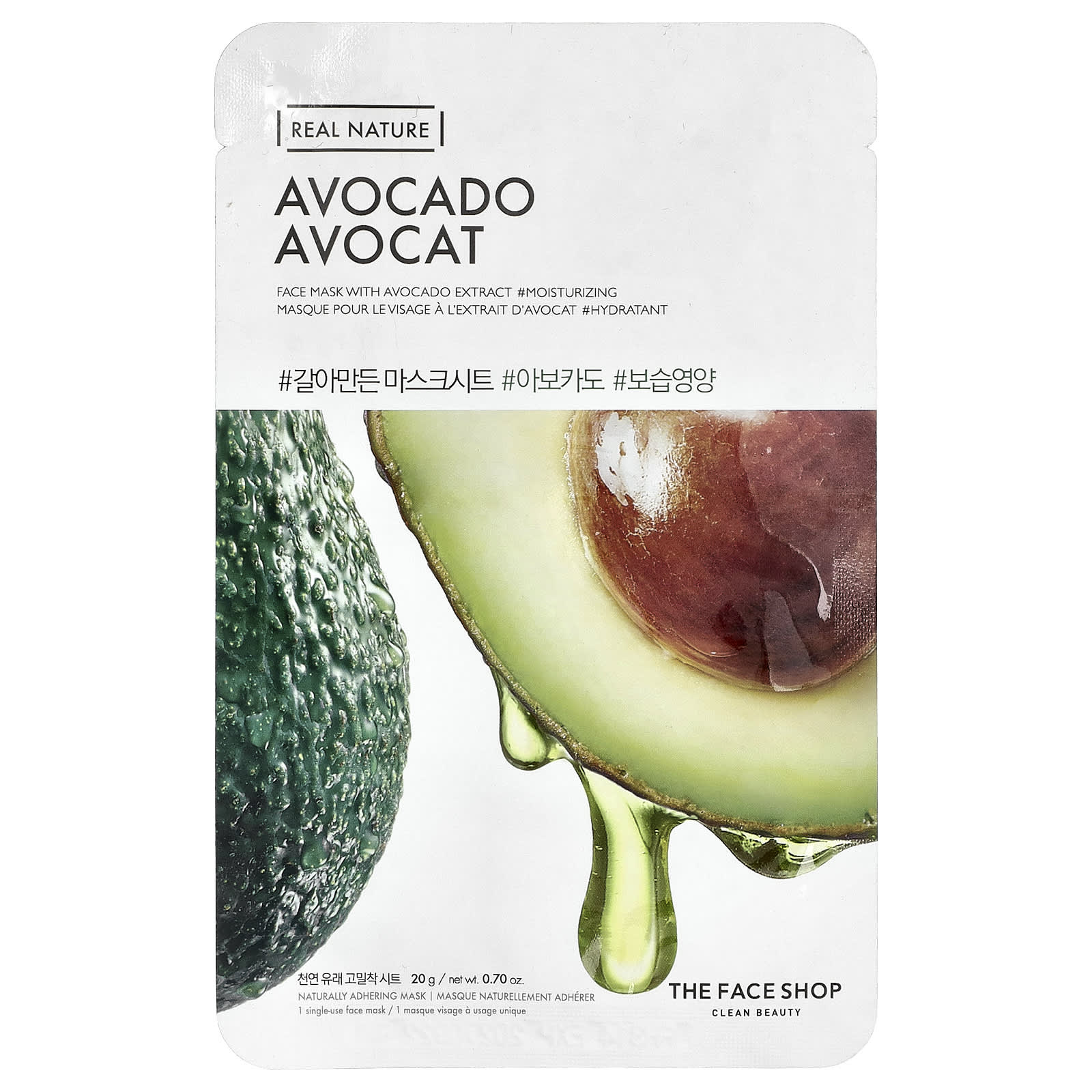 

The Face Shop, Real Nature, Beauty Face Mask, Avocado, 1 Sheet, 20g (0.70oz)