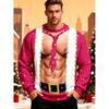 Men Crewneck Sweatshirt, Funny Fake Muscle Santa Suit Tie Xmas Print Polyester Pullover