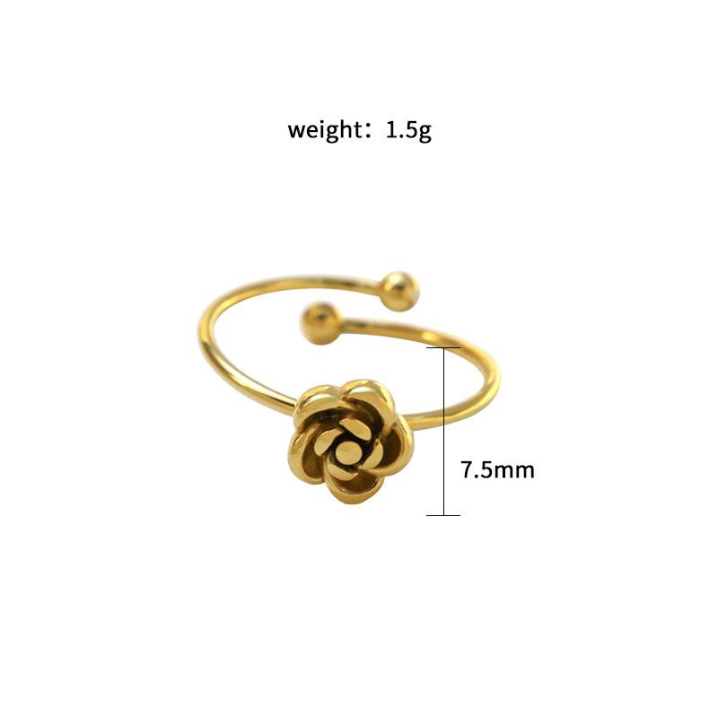 

Rose Opening Adjustable Ring Stainless Steel Jewelry Simple Style Jewelry Girls Fashion No. 7