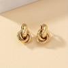 European-American Style Gold Geometric Twist Earrings - Fashionable, Niche Multi-Layer Design