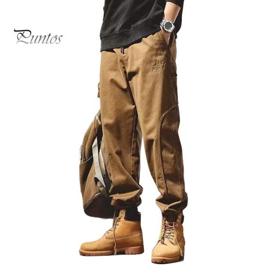 

Осенне-весенние мужские брюки-карго с резинкой на щиколотке, износостойкие, с завязками на резинке, с карманами, для работы на открытом воздухе XL хаки