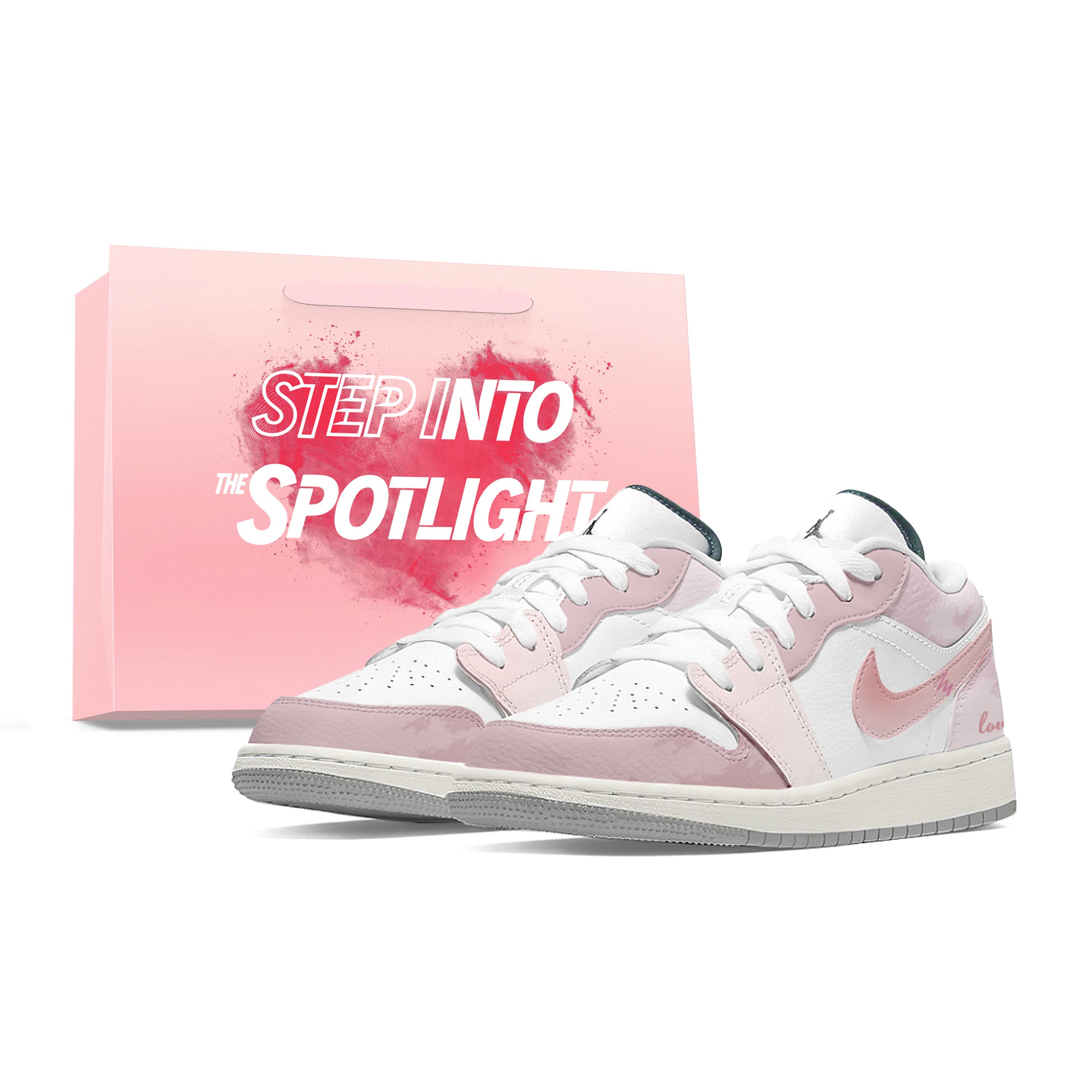 

Jordan Air Jordan 1 Slip Resistant Abrasion Resistant Low top Vintage Basketball Shoes Unisex Pink FQ7687-300(Team963-SBOX) 38.5