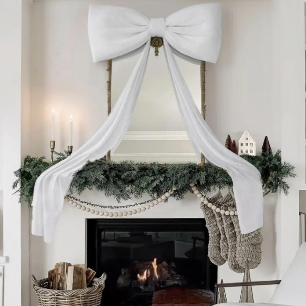 Elegant Large Christmas Bowknot 50x180cm Extra Large Christmas Decorative Bow Red/White DIY Xmas Tree Topper Bows Children Gifts